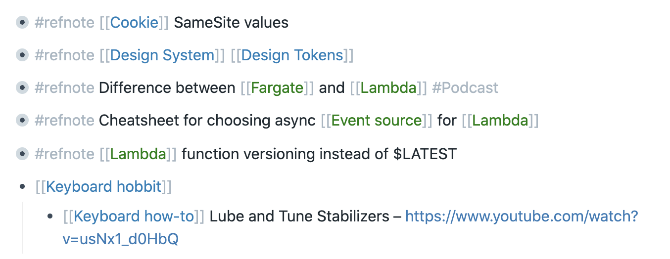 Reference notes in my daily note page