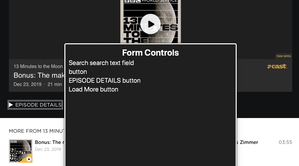 Screenshot of a button with a missing label